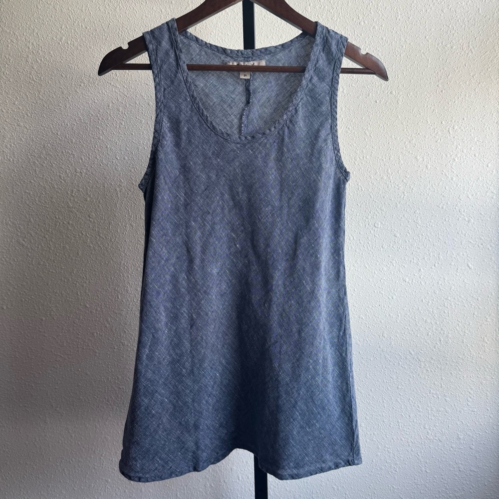 FLAX Blue Linen Tank Top